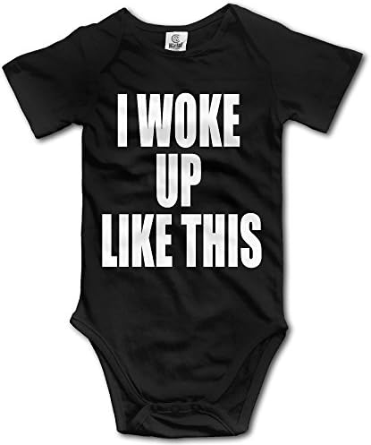 POOP-C Newborn Babys 0-24 Months I Woke Up Like This Short Sleeve Baby Climbing Clothes Black Size 18 Months