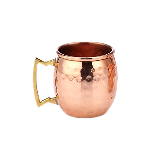 PARIJAT HANDICRAFT 2 Oz. Solid Copper Mini Moscow Mule Shot Mug, Set of 4 Authentic 100% Solid Copper Hammered Moscow Mule Mug 2-Oz Shot Glass - Set of 4