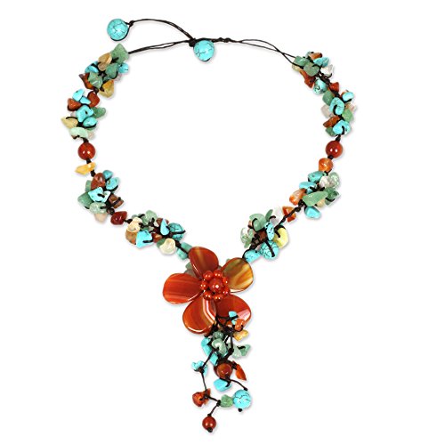 Novica orange agate and chalcedony y-necklace with loop…