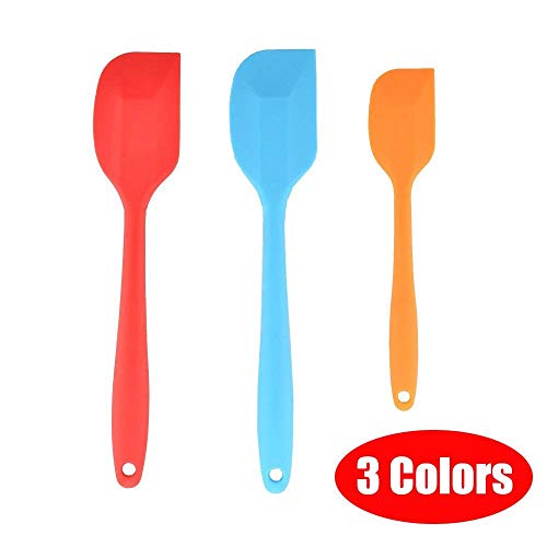 VAPSINT New Arrival Flex 3 Pieces Kitchen Non-stick Heat Resistant Silicone Spatulas, Mixer 3 Colors (red & Blue & Orange) Kitchen Cooking Utensil Sets