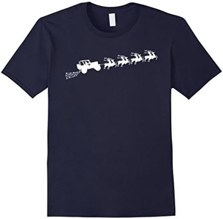 Mens Santa Sleigh Funny Jeep Driver Christmas T-Shirt Large Navy