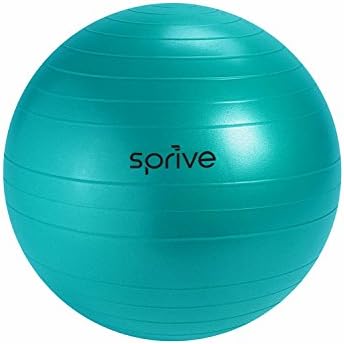 Anti-Burst Fitness Ball (65 cm), Sprive Globe with Foot Pump, Ribbing for Enhanced Grip, Eco-Friendly, Durable
