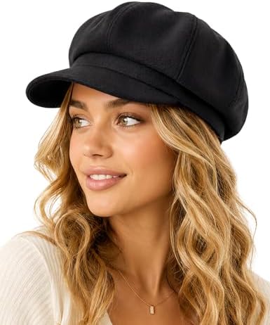 niceacsrise Black Knit Newsboy Hats for Women - Angora Wool  display picture 2