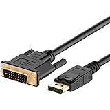 DP to DVI, Rankie 6FT Gold Plated DisplayPort DP to DVI Cable (Black) - R1109