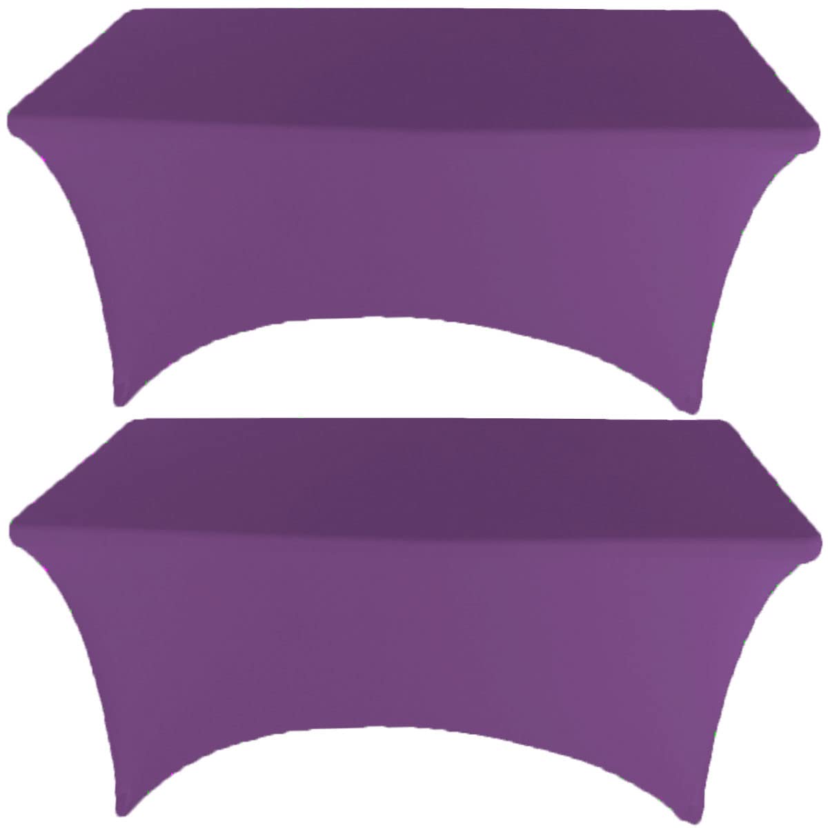 Photo 1 of Gowinex 2 Pack 6FT Purple Spandex Tablecloth Stretch Fitted Table Cover for Rectangular Table Event, Wedding, Banquet and Parties