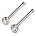 FifthCue Cubic Zirconia Press Fit Nose Bone Stud Titanium IP 316L Stainless Steel - CHOOSE SIZE & COLOR (18G COMBO PackRose Gold & Steel
