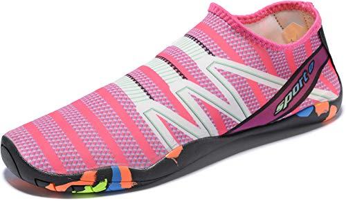 Mens Womens Water Shoes Quick Dry Barefoot for Yoga Swim Diving Surf Aqua Sports Pool Beach (Pink 38)