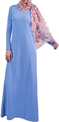 Artizara Womens Aara Abaya Kaftan Casual Stretch Everyday Modest Muslim Islamic Long Maxi Dress - Sky Blue