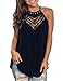 Teen Girl Tank Tops for Summer Casual Boho Lace Top Swing Sleeveless Tops(Navy Blue, Large)