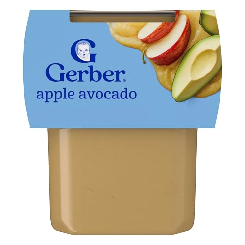 Gerber Stage 2 Apple Avocado Puree Baby Food, 4 Oz, 16 Pack