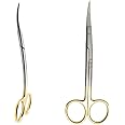 ARTMAN INSTRUMENTS Double Curved Scissors 4.5 Inch – Tungsten Carbide Inserts, Gold-Plated Handle, LaGrange Design |Dental, ENT, Eye, Dermal Scissors | Embroidery, Applique, and Fabric Stitching