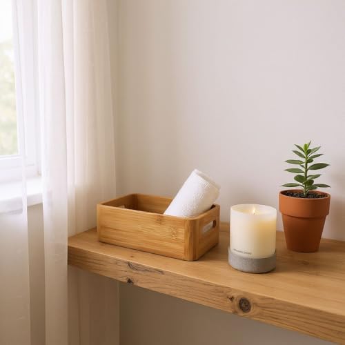 Caixa Organizadora de Bambu com Alças, 24x13x7,6 cm, Natural