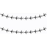 SaktopDeco 2 Pack Black Felt Airplane Banner Plane Garland Airplane Aviation Themed Birthday Party Decorations Supplies