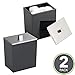 mDesign Cotton Stem Box (Pack of 2) - Plastic Bathroom Accessory for Cosmetics and Care - Cotton Swab Dispenser - Jar with Lid in Brushed Nickel - Black/Silver