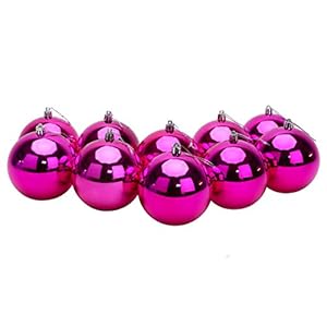 Toyland® 10 extra grote 100 mm gekleurde kerstballen – kerstboomversieringen (felroze)
