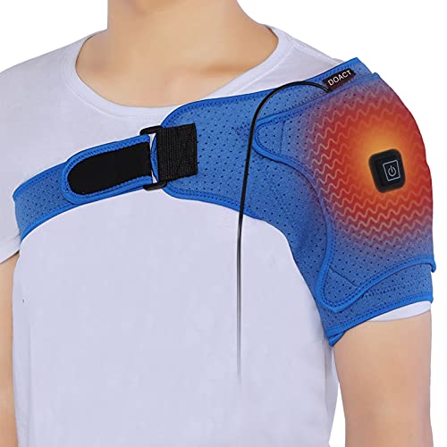 Heated Shoulder Support Brace, USB Electric Heated Shoulder Strap with 3 Heating Settings, Heating Shoulder Wrap Rotator Cuff Compression Support for Frozen Shoulder, Dislocated AC Joint