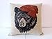 Decorbox Cotton Linen Square Throw Pillow Case Decorative Cushion Cover Pillowcase for Sofa Animal Black Bear Wear Hat 18 