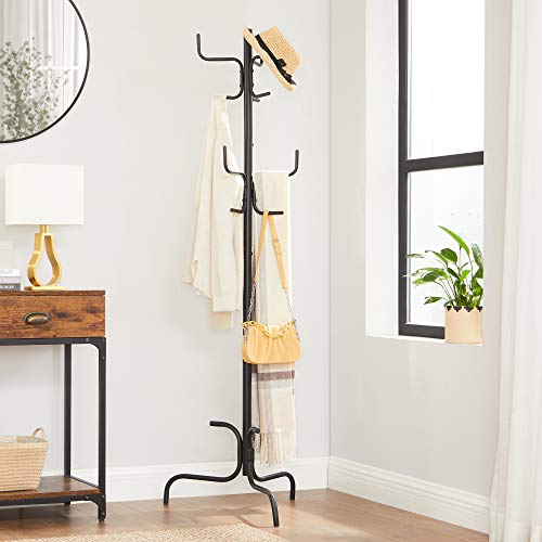 SONGMICS Coat Rack, Freestanding Metal Coat Tree with 6 Double Hooks