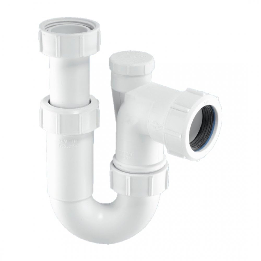 McAlpine ASA10V 1.25-Inch Adjustable Inlet Tubular Swivel Anti-Syphon 'P' Trap - White