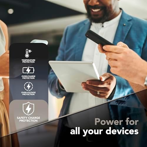 Powerbank PowerView IQ 10.000 mAh mit TFT-Display, USB-C 45 W Ausgang, USB-A 18 W Ausgang, gleichzeitiges Laden von 2 Geräten, kompaktes Design, Stoff-Finish