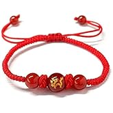tawdace New Year of Dragon Red String Bracelet, Adjustable Zodiac Dragon Charm Bracelet Chinese Animal Good Luck Bracelet Feng Shui Red Rope Bracelet Jewelry Gifts