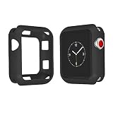 Qinfeng Shock-Proof Anti-Scratch and Shatter-Resistant Soft Slim TPU Protective Cover Bumper Case Compatible with Apple Watch Series 42mm 3 2 1 (Matte Black, 42MM)