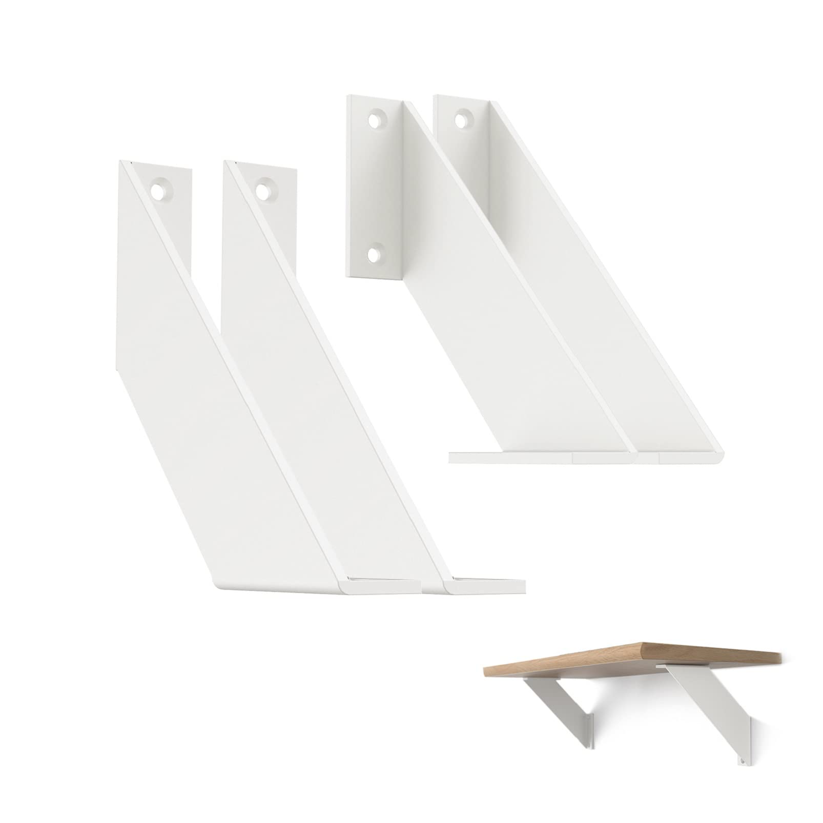 ChasBete White Shelf Brackets 10cm, Metal Shelf Brackets, Shelf Bracket 90 Degree Wall Shelf Supports, 4 Pieces