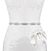 E-Clover Crystal Silver Floral Satin Bridal Sash Wedding Belt for Bride, Bridesmaid (Off-White)
