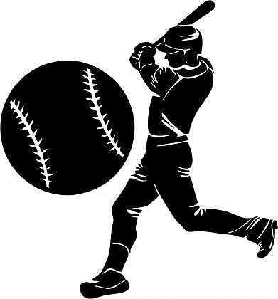 Large Silhouette Vinyl Baseball Wall Decals (Player and Ball) (Black)