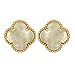 Gold Plated Brass Mother of Pearl Four Leaf Stud Earrings