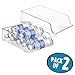 mDesign Wide Plastic Kitchen Water Bottle Storage Organizer Tray Rack - Holder and Dispenser for Refrigerators, Freezers, Cabinets, Pantry, Garage - 2 Pack - Clear