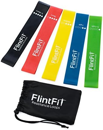 FlintFit Premium Quality Loop Exercise Bands, Set of 5