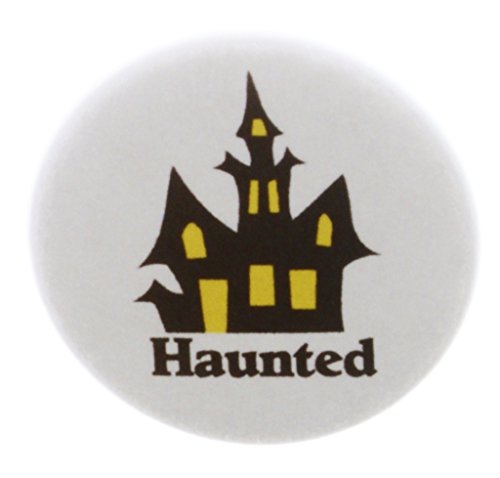 A&T Designs Haunted Halloween House 1.25" Pinback Button Pin Cute Funny Humor