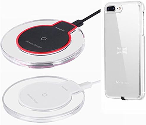 Wireless Charger Kit for iPhone 7 Plus, Hanende [Sleep-Friendly] Qi Wireless Charging Pad and Wireless Receiver Case for iPhone 7(2 wireless chargers + 1 wireless charging case)(Silver)