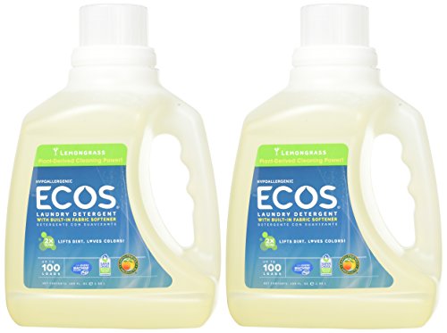 Earth Friendly Products ECOS 2X Liquid Laundry Detergent with Built in Softener, Lemongrass, 200 Loa - //coolthings.us