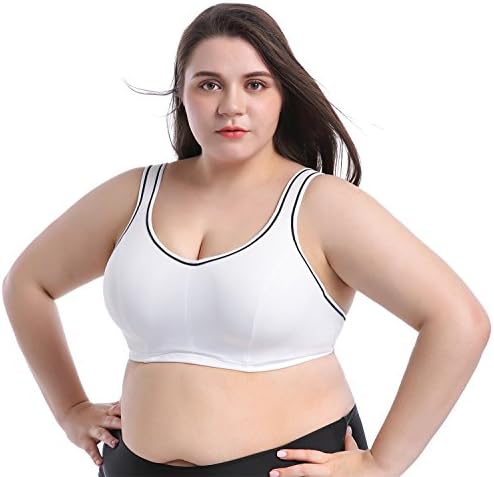 Sports Bra Plus Size Large Busts No Padding Full Support High Impact Non-Wired For Woman Girls (White, 40DD)