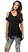 Pxmoda Womens Casual Cold Shoulder T-Shirt Flowy Swing Tops