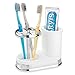 mDesign Decorative Bathroom Dental Storage Organizer Holder Stand for Electric Spin Toothbrush/Toothpaste - Compact Design for Countertop and Vanity, Holds 4 Standard Brushes - White/Chrome