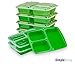 Simply Life New [7 Pack] 3 Compartment Meal Prep Containers (Green)