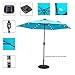 Sundale Outdoor 9FT Solar Powered 24 LED Lighted Patio Umbrella Table Market Umbrella with Crank for Garden, Deck, Backyard, Pool, 6 Steel Ribs, 100% Polyester Canopy, No Tilt (Light Blue)