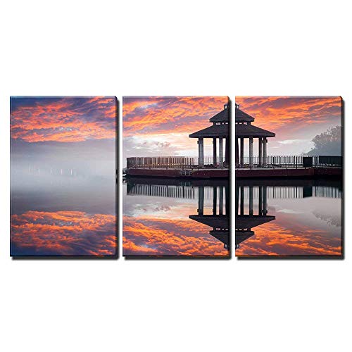 Sunrise of Sun Moon Lake Taiwan Home Art x3 Panels