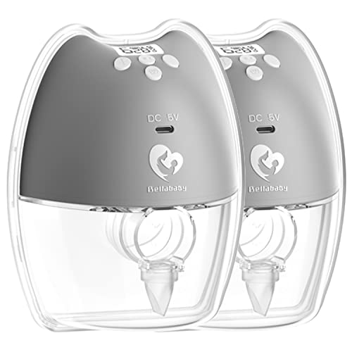 Bellababy Double Wearable Breast Pump（2PcsGray） Hands Free,Low Noise