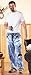 Collections Etc Mens Faux Denim Soft Cotton Lounge Pant - Drawstring Waistband for Great Fit, Blue, Large