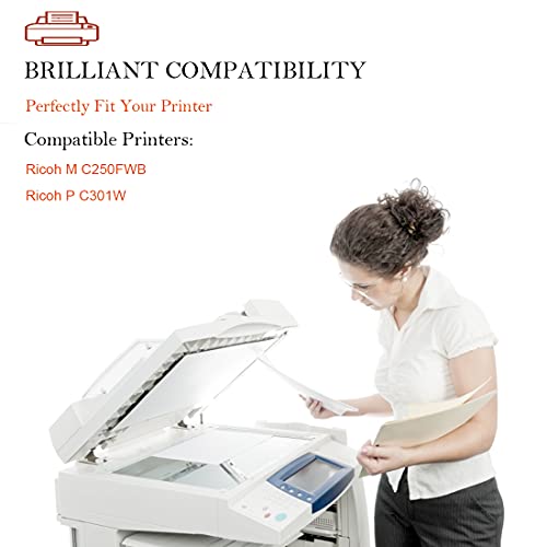 ASEKER Compatible Toner Cartridge for Ricoh M C250FWB P C301W Printers, 6900 & 6300 Pages,408336 408337 408338 408339 (BK/C/M/Y)