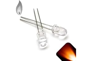 LIGHTHOUSE LEDS 5mm Round Top Orange/Amber Candle/Flicker LED - Super Bright (Pack of 10)