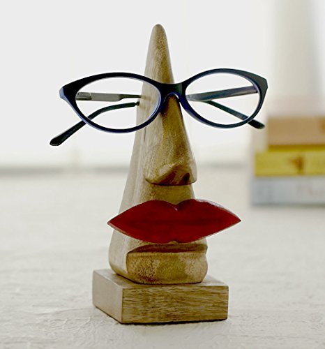 The StoreKing Rakhi Gifts Wooden Handmade Red Lip Shaped Eyeglass Spectacle Holder Display Stand for Girls Women Office Desk Home DÃ©cor Gifts (Lip)