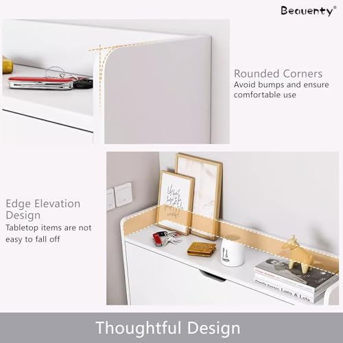 Beauenty Shoe Storage Cabinet, Shoe Storage Organizer, Narrow Shoe Cabinet with 3 Flip Drawers, Wooden Hidden Organizer for Entrywa, Modern Furniture, 100 * 17 * 120 (Wood 5)
