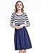Green Mango Women's Vintage 3/4 Sleeve Navy Style Stripes Evening Party Casual Swing Dress(Navy Blue,S)