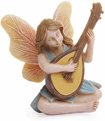 Marshall Home MG235 Fairy Gardening, 3", Miniature Statuary Guitar Fairy, 2" Tall, Multicolor