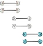Jstyle 316L Stainless Steel Body Jewelry 14G Nipplerings Piercing Jewelry Barbell Crystal Ball Bar WBC